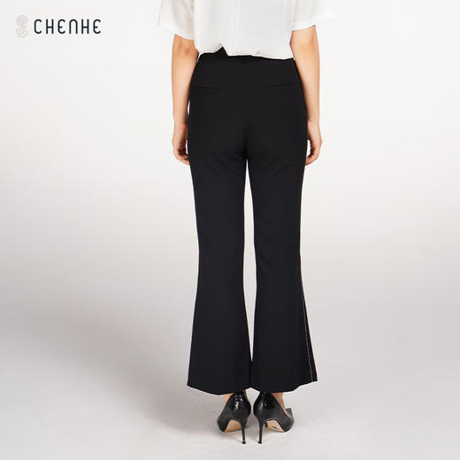 M1L3臣禾【开叉喇叭裤】设计感显瘦通勤百搭职业范儿黑色长裤9212060876 商品图4