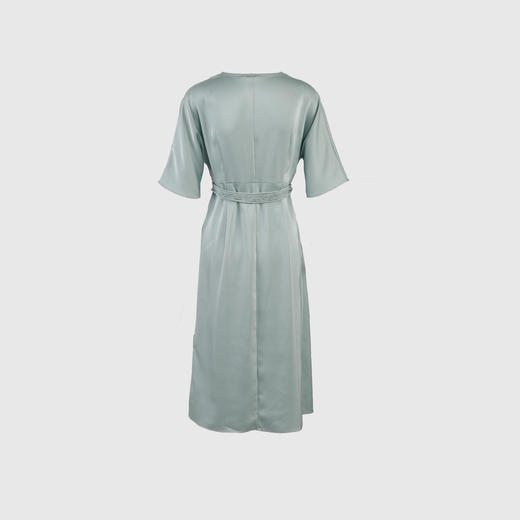 腰部装饰包扣简约V领连衣裙 商品图2