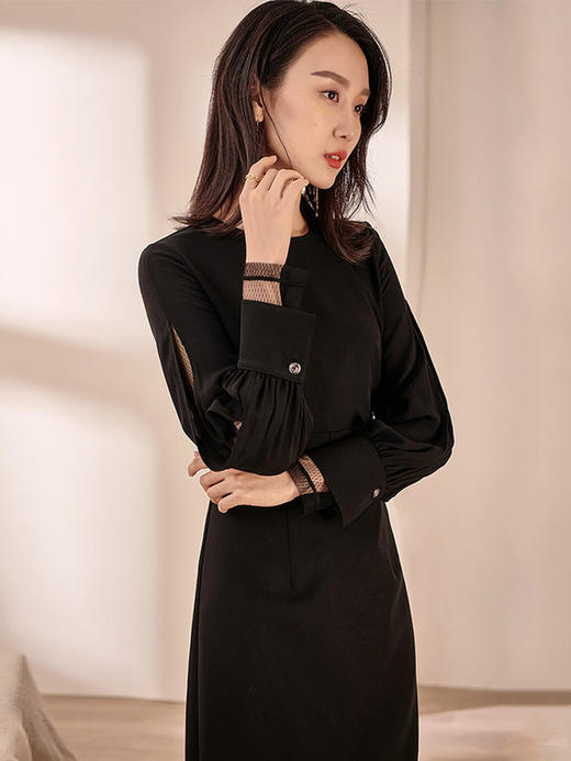 剩M/L 】新款小心机性感提花人丝吊带裙开叉中长连衣裙0824 商品图1