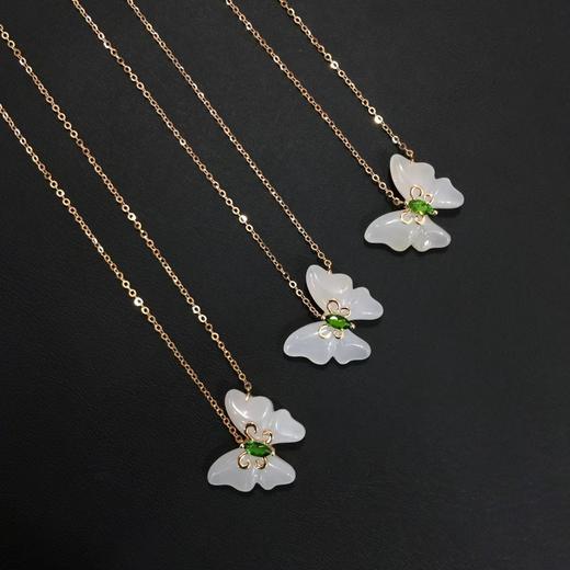 18K玫瑰金和田玉（白玉）项链--蝶 /蝶15*17mm/链长40+2cm 商品图1