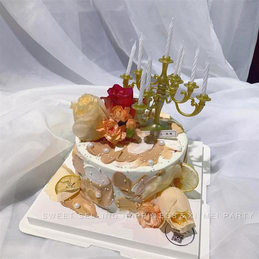 #秋天的落叶#烛台款奶油蛋糕 商品图0