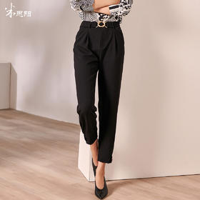 剩S/M/L/XL 米思阳2025早秋新款黑色时尚百搭直筒裤高腰显瘦九分休闲裤女0069