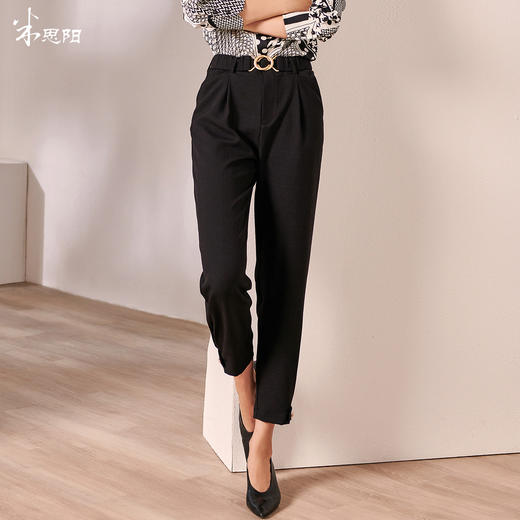 剩S/M/L/XL 米思阳2025早秋新款黑色时尚百搭直筒裤高腰显瘦九分休闲裤女0069 商品图0