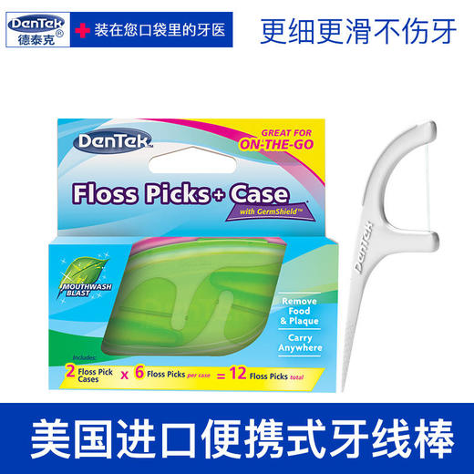 【已下架】积分兑换 | 德泰克进口旅行装牙线盒扁线便携牙线棒6支2盒（不支持无理由退换）[福利品] 商品图0