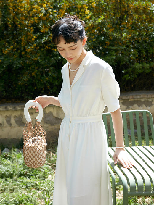 HeyDress白色连衣裙女夏季法式收腰长款气质裙子显瘦仙女裙 商品图1