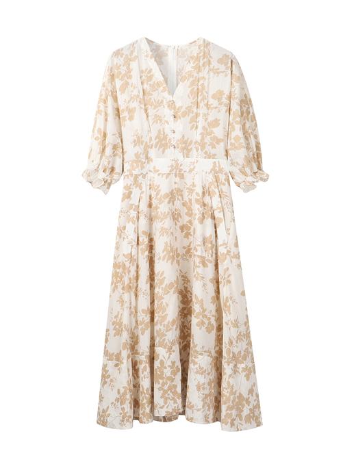 HeyDress法式碎花连衣裙女夏V领新款长裙高腰收腰茶歇裙温柔复古气质裙子 商品图3