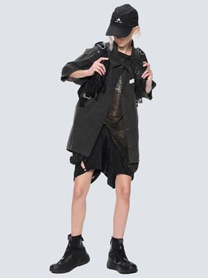 HAMCUS/SRC-#2/Disassemble double cargo pants/BK 商品图4