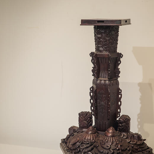 二十世纪 紫檀满工六角百灵台 商品图3