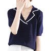 【气质翻领】冰丝亚麻针织短袖 轻盈优雅 经典撞色 减龄显瘦 商品缩略图4