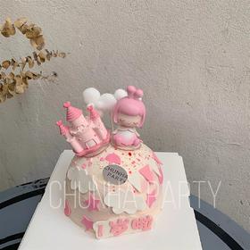 #我一岁啦# 女宝宝翻糖蛋糕