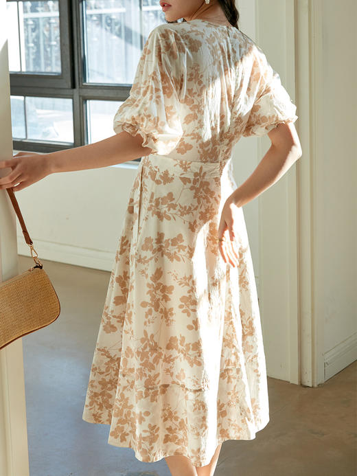 HeyDress法式碎花连衣裙女夏V领新款长裙高腰收腰茶歇裙温柔复古气质裙子 商品图2