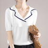 【气质翻领】冰丝亚麻针织短袖 轻盈优雅 经典撞色 减龄显瘦 商品缩略图1