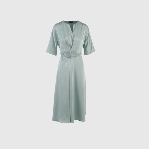 腰部装饰包扣简约V领连衣裙 商品图0