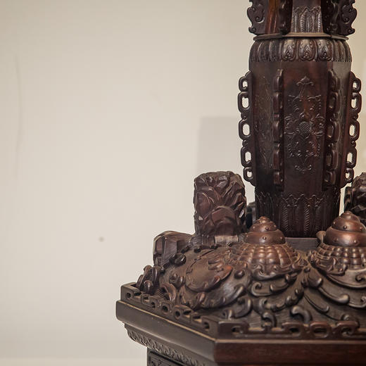 二十世纪 紫檀满工六角百灵台 商品图4