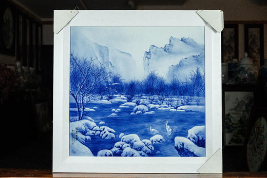 曹细毛：青花林海雪原瓷板画 商品图0