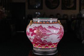 熊国瑞:玛瑙红山水描金燕子缸