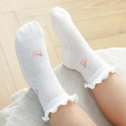 【儿童袜子】夏季宝宝袜子中大童男女童薄款网眼玻璃丝袜子木耳边儿童袜子 商品图1