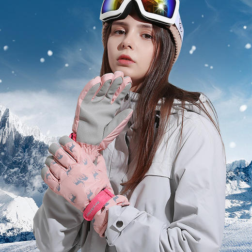 【运动装备】秋冬运动滑雪手套户外防水防风加厚加绒保暖电动车骑行手套女 商品图0