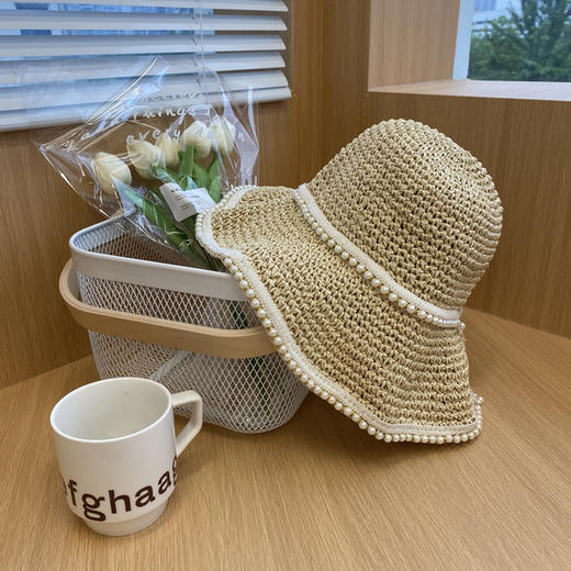 【服饰鞋包】帽子女编织珍珠草帽夏季亲子遮阳防晒海边沙滩大头围渔夫太阳帽凉 商品图4