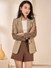 剩M/L/XL 米思阳2024秋装新款时尚复古格子系带修身显瘦拼接西装外套女0925 商品缩略图2