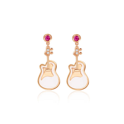 18K玫瑰金和田玉（白玉）耳饰--小情调  /主石7*9mm/总长30mm 商品图0