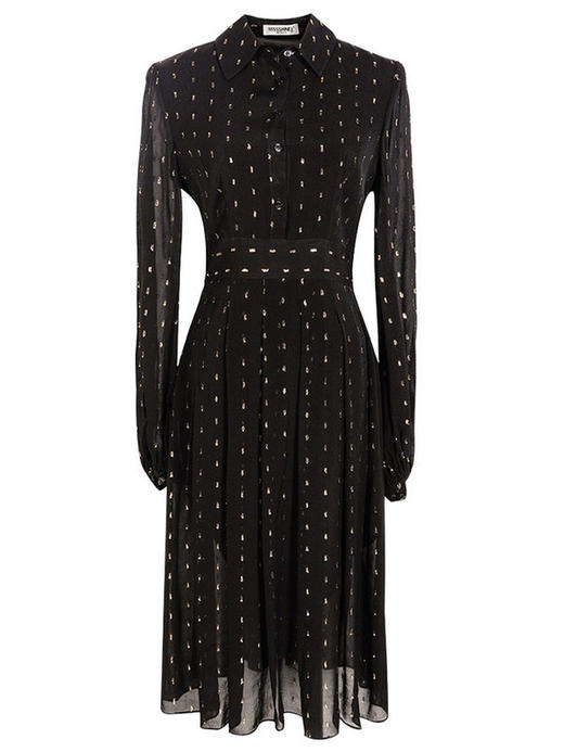 剩S/M/L 米思阳2026春装新款气质淑女亲肤人丝印花灯笼袖衬衫连衣裙0763 商品图4