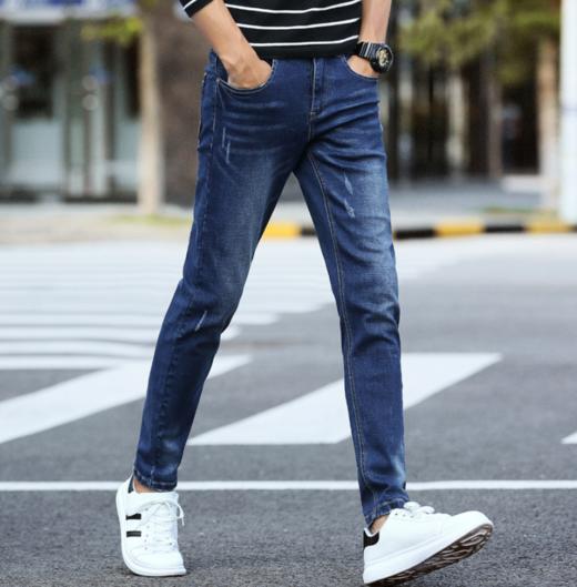 【服饰鞋包】弹力小脚潮牌修身水洗简约牛仔裤 商品图2