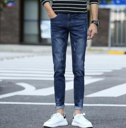 【服饰鞋包】弹力小脚潮牌修身水洗简约牛仔裤 商品图1