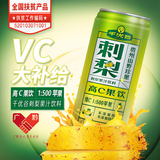 【黔南州帮扶】贵州千优谷刺梨果汁饮料罐装245ML*12罐 商品图1