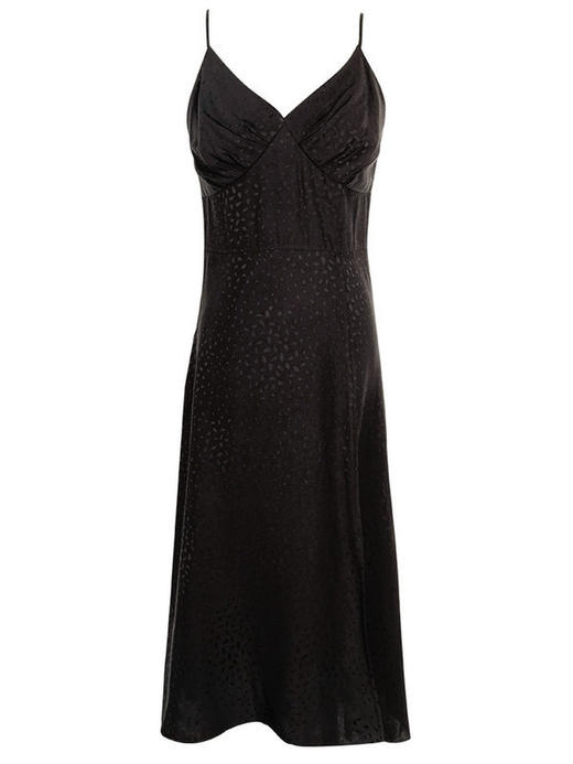 剩M/L 】新款小心机性感提花人丝吊带裙开叉中长连衣裙0824 商品图4