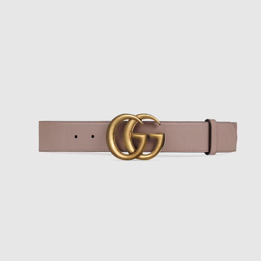 GUCCI 古驰 女士双 G 搭扣皮革腰带 杏色 400593 AP00T 5729 商品图0