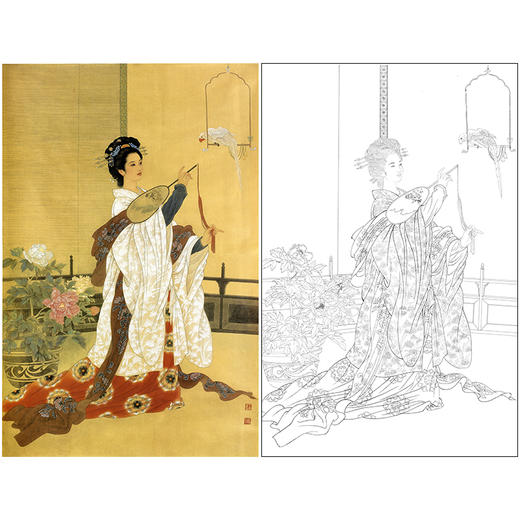 白描底稿王美芳工笔现代人物仕女b015