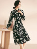 剩S 米思阳黑色雪纺碎花连衣裙女2024秋季新款气质中长款修身显瘦裙子 商品缩略图2