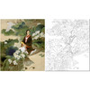 王美芳工笔传统仕女人物白描底稿《误入藕花深处》-斗方小品册页-多种白描尺寸可选-B137 商品缩略图0