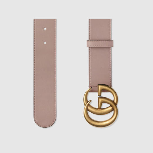 GUCCI 古驰 女士双 G 搭扣皮革腰带 杏色 400593 AP00T 5729 商品图1