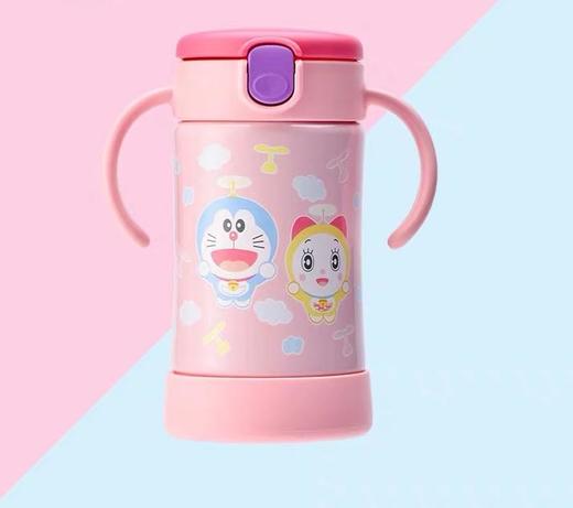 利其尔哆啦A梦不锈钢双柄吸管保温杯300ml 商品图2
