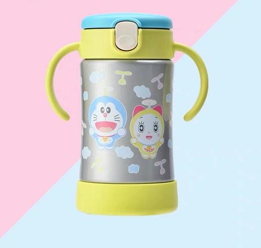 利其尔哆啦A梦不锈钢双柄吸管保温杯300ml 商品图4