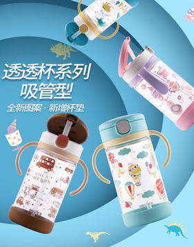 日本利其尔Richell卡通透透杯吸管杯（杯垫款）320ml