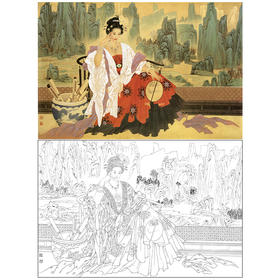 王美芳工笔传统仕女人物白描底稿-《夏闲图》-斗方小品册页-多种白描尺寸可选-B002