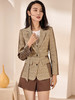 剩M/L/XL 米思阳2024秋装新款时尚复古格子系带修身显瘦拼接西装外套女0925 商品缩略图1