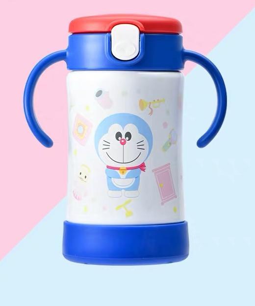 利其尔哆啦A梦不锈钢双柄吸管保温杯300ml 商品图5