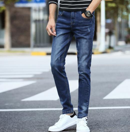 【服饰鞋包】弹力小脚潮牌修身水洗简约牛仔裤 商品图0