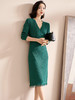 剩XL 米思阳春装新款气质名媛针织流苏系带修身显瘦V领连衣裙0393 商品缩略图2