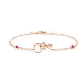 18K玫瑰金和田玉（白玉）手链--小情调  /主石7*9mm/链长16+2cm