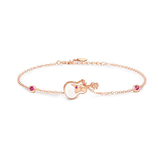 18K玫瑰金和田玉（白玉）手链--小情调  /主石7*9mm/链长16+2cm 商品图0