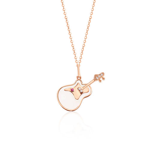 18K玫瑰金和田玉（白玉）项链--小情调  /主石9*12mm/链长40+5cm 商品图0