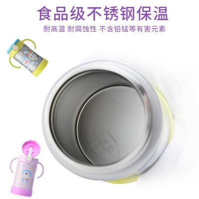 利其尔哆啦A梦不锈钢双柄吸管保温杯300ml 商品图1