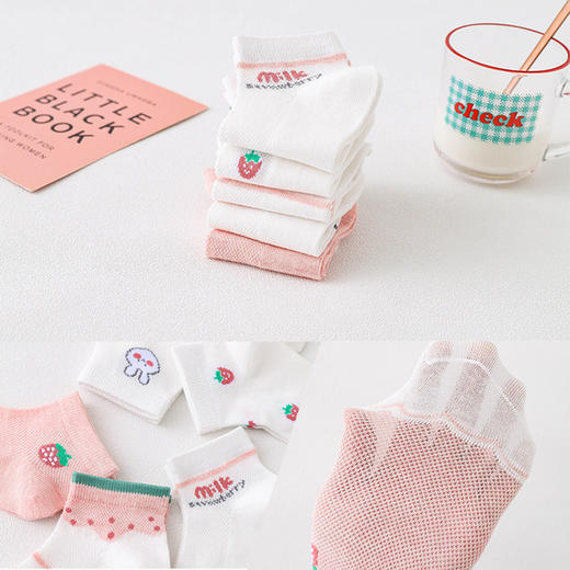 【儿童袜子】女童袜子棉质春秋薄款小中大童短筒袜1-6-12岁可爱兔子儿童网眼袜 商品图3