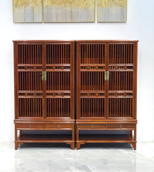 红桥红  家具严选  缅甸花梨（大果紫檀）【178疏影条子 碗柜】 商品图0