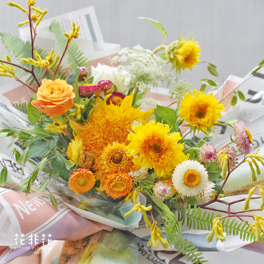 《泰迪熊》重瓣向日葵花束 商品图1